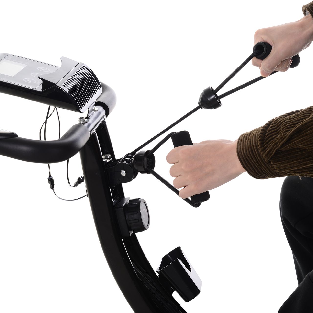 HOMCOM Heimtrainer X-Bike Fahrradtrainer LCD-Display klappbar Schwarz
