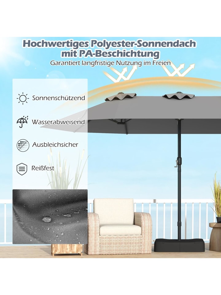 COSTWAY Doppelsonnenschirm mit Ständer 443 x 263 cm in Anthrazit günstig kaufen onesize