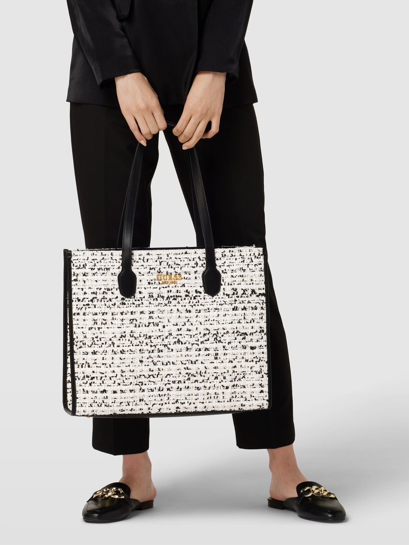 Shopper mit Label-Detail Modell 'SILVANA' in ecru