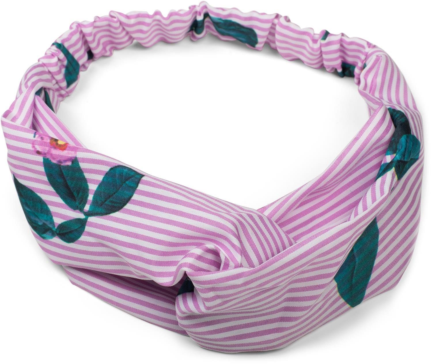 styleBREAKER Haarband, 1-tlg., Streifen Haarband mit Twist Knoten und Blumen