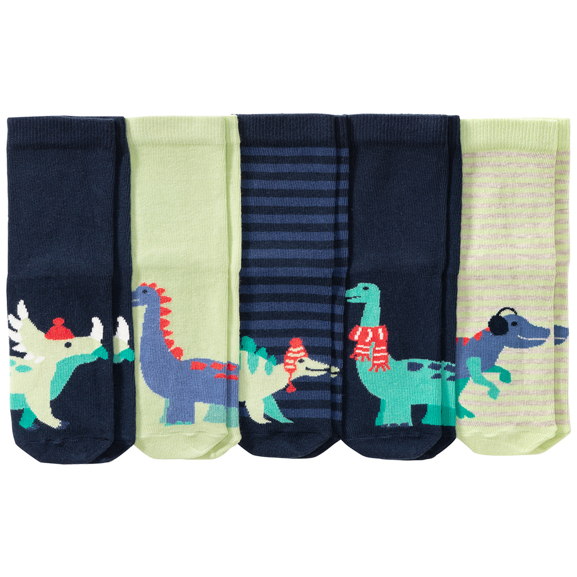 5 Paar Baby Socken mit Dino-Motiven