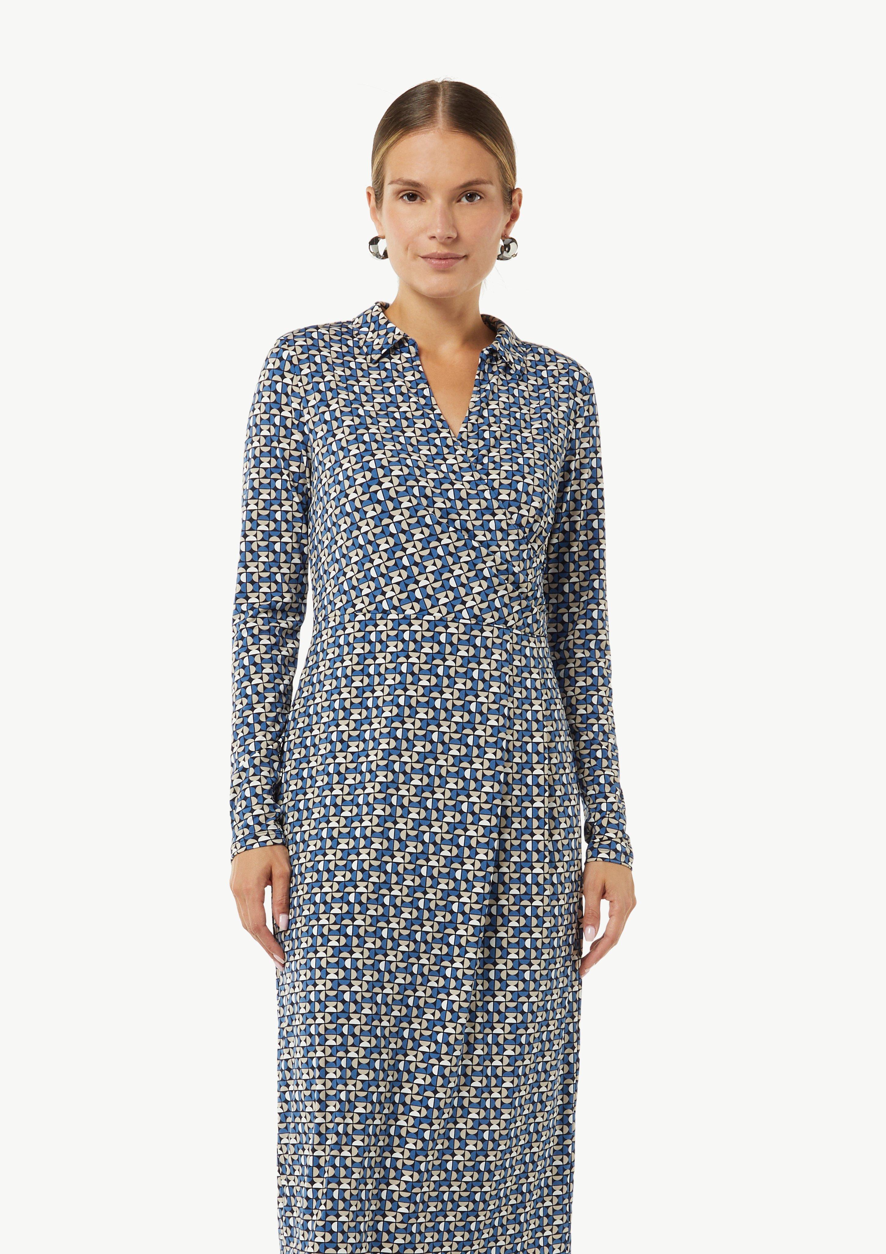 Midi Kleid in Wickeloptik - navy