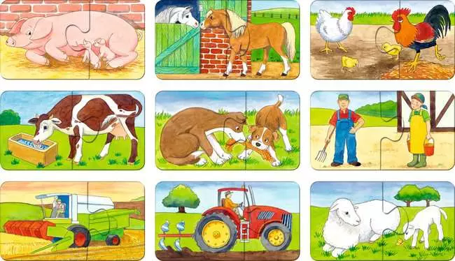 Kinderpuzzle ab 2 Jahren - Auf dem Bauernhof - 2 Teile
