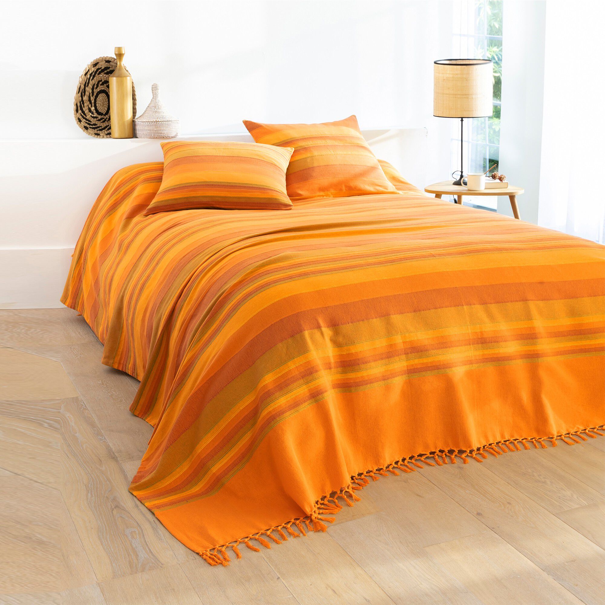 Plaid jeté multicolore coton tissage artisanal