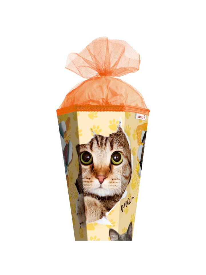 ROTH Schultüte groß Katzenparty 85 cm in Orange günstig kaufen onesize