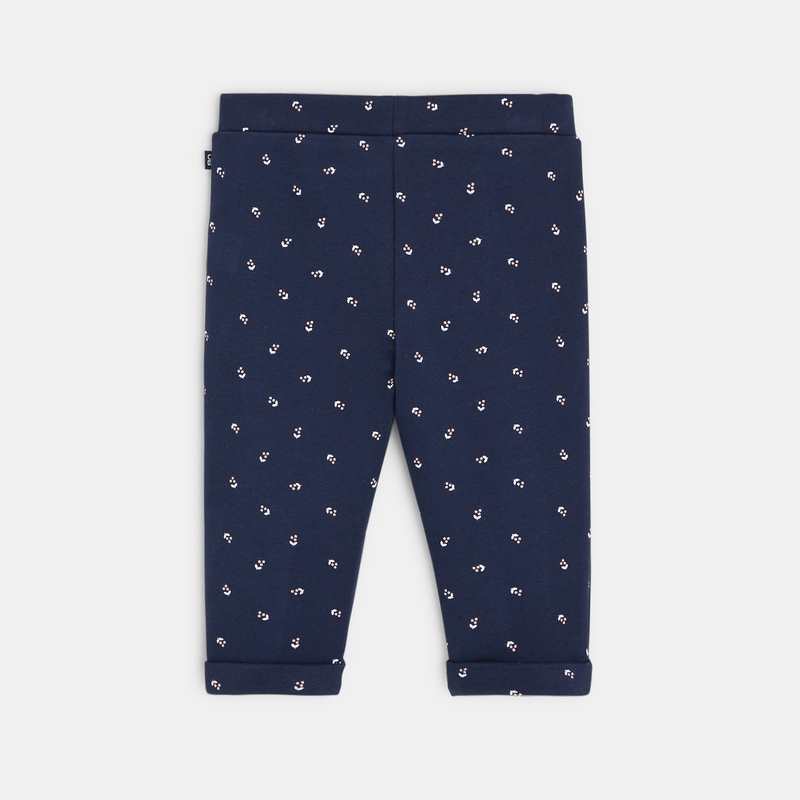 Pantalon molleton fleuri bleu bébé fille