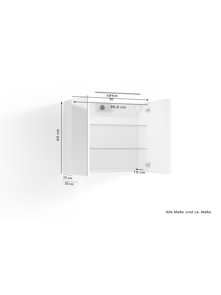 byLiving Spiegelschrank SPREE in weiß - (B) 70 x (H) 60 x (T) 20 cm günstig kaufen onesize