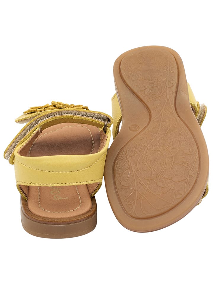 POM POM Leder-Sandalen in Gelb günstig kaufen