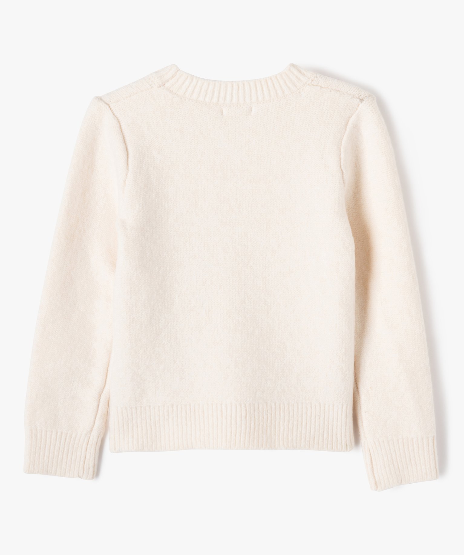 Pull en maille avec torsades sur l’avant fille ecru | GEMO
