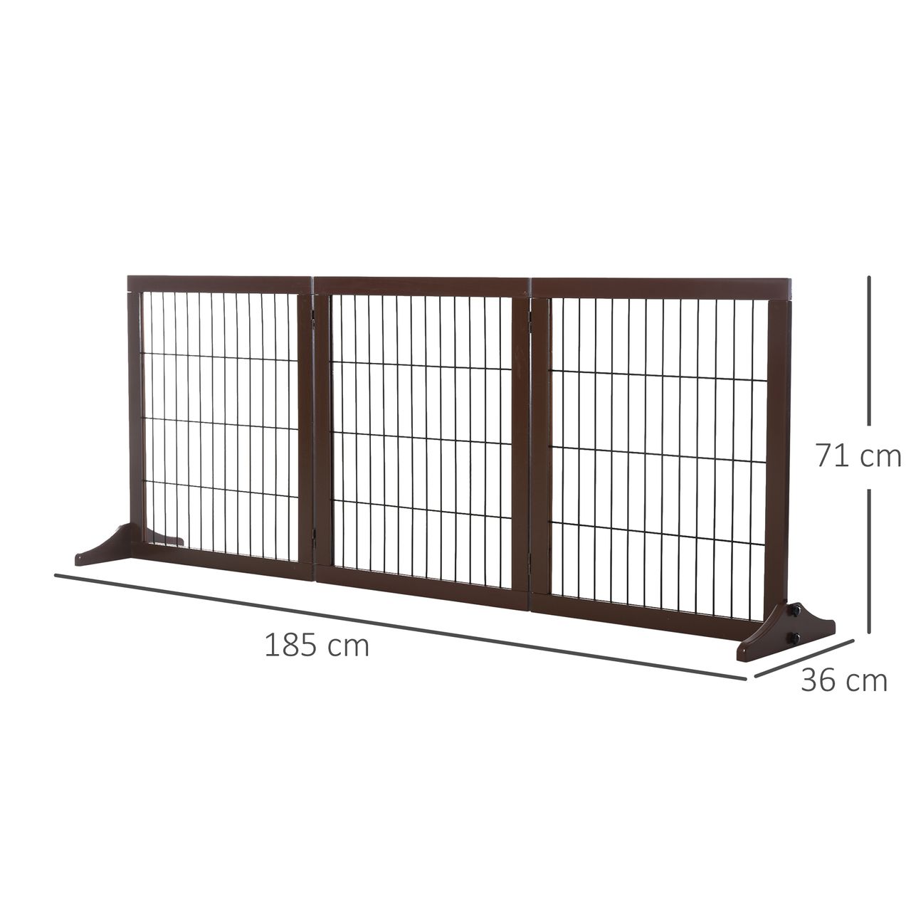 PawHut Absperrgitter für Hunde Schutzgitter Hundegitter Treppengitter Hundeabsperrgitter Türschutzgitter Kiefernholz Braun 185 x 36 x 71 cm