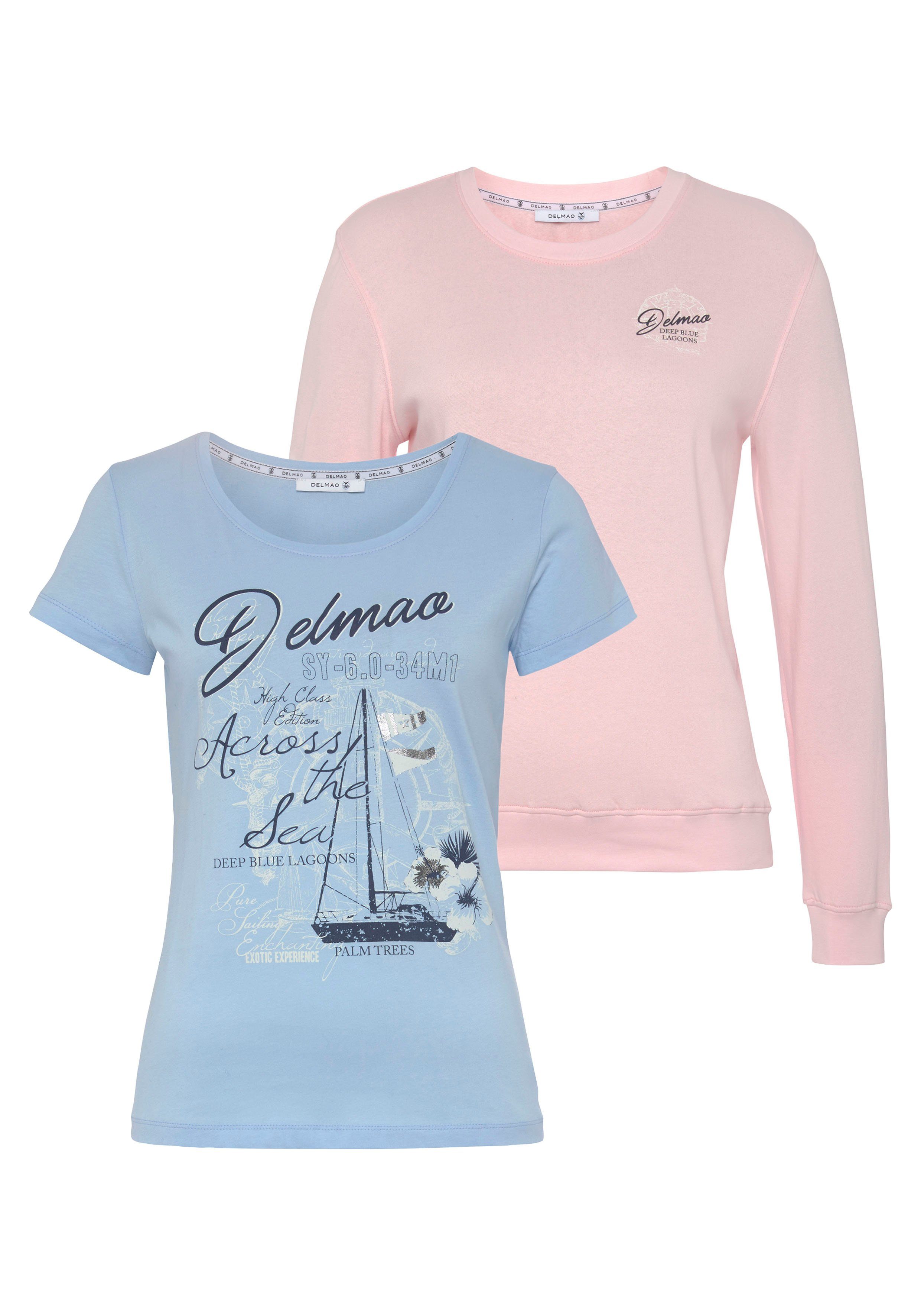 DELMAO Sweatshirt (Spar-Set, 2-tlg., Sweatshirt + T-Shirt) mit passendem T-Shirt ---NEUE MARKE!