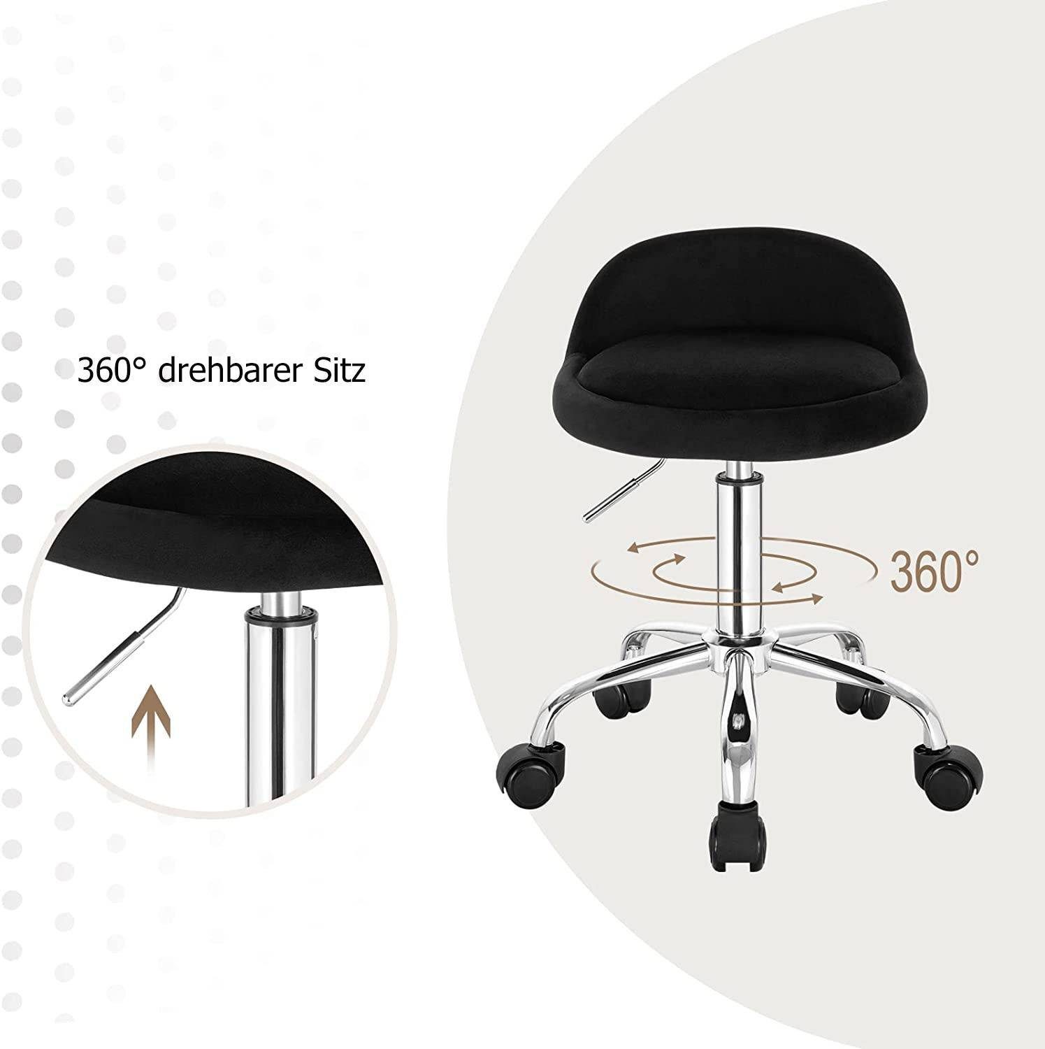 Woltu Bürostuhl, mit Rollen Drehhocker höhenverstellbar Sitzhöhe 43-54,5 cm