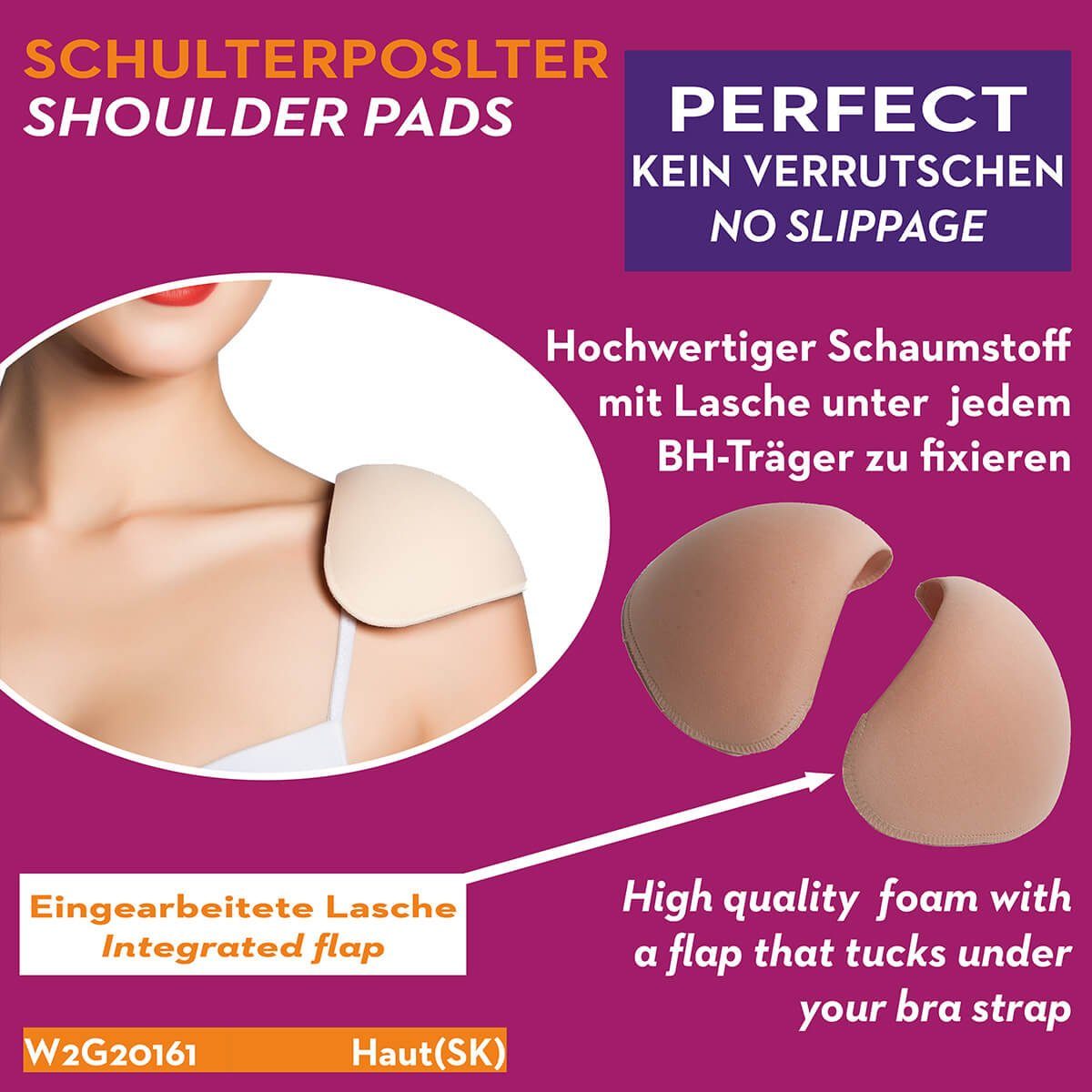 Miss Perfect BH-Träger W2G20141142145161162165, Schulterpolster mit Lasche für BH Träger in Regular oder Full Size