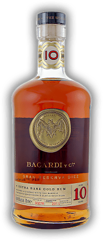 Bacardi Gran Reserva Diez 10 Years Bacardi Gran Reserva Diez 10 Years Extra Rare Gold Rum. Alter 10 J. - 0,7	 Liter - Vol 40%