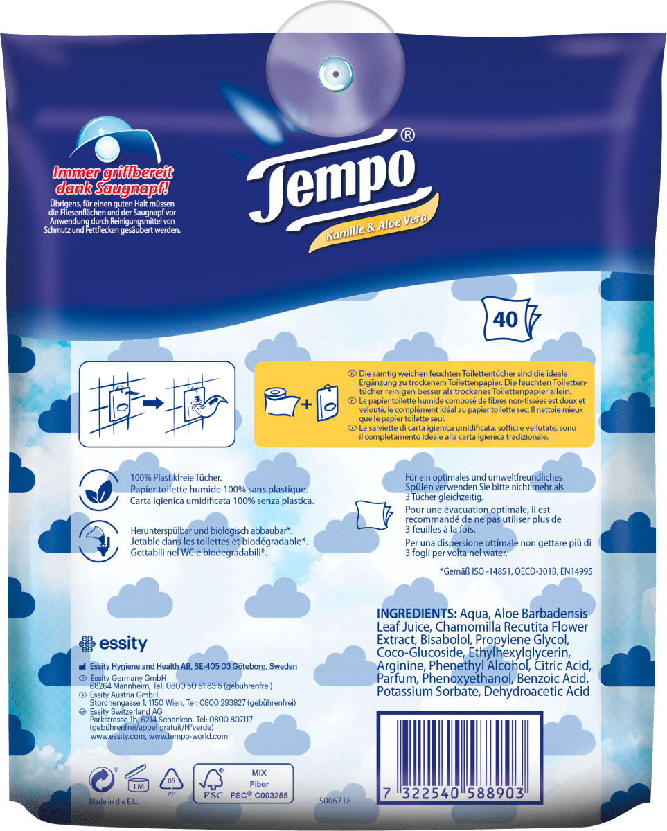 Feuchtes Toilettenpapier Sanft & Sensitiv Komfortbeutel, 40 St