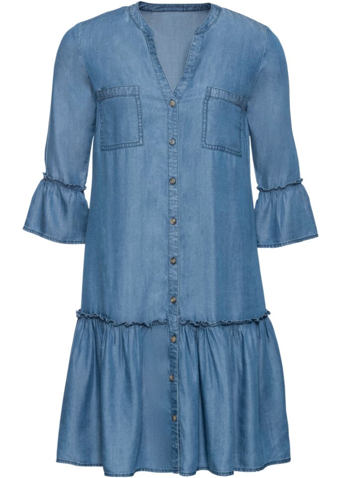 Blusenkleid mit Rüschen aus Tencel Lyocell