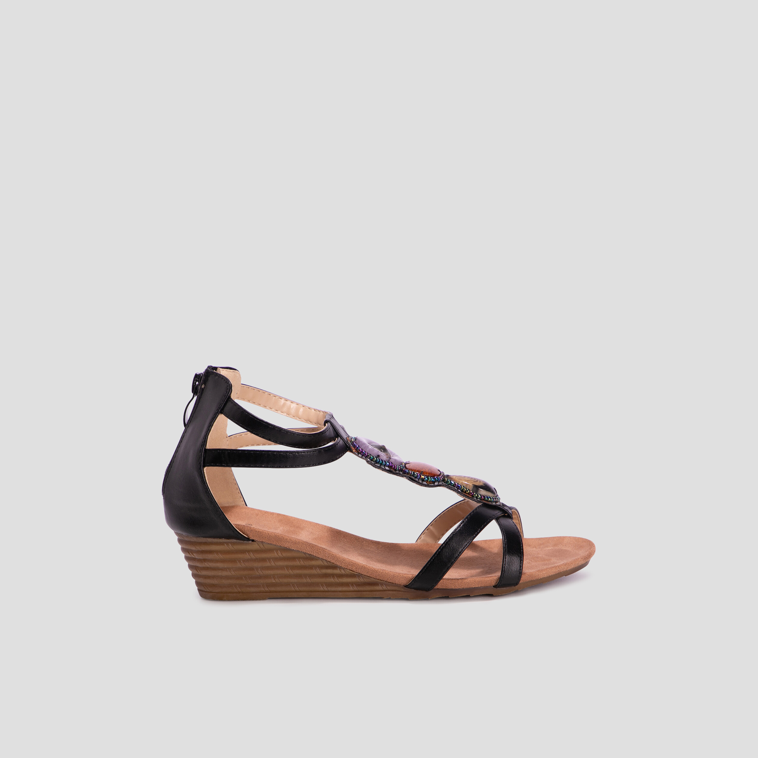 Sandales avec bijoux noir femme | La Halle