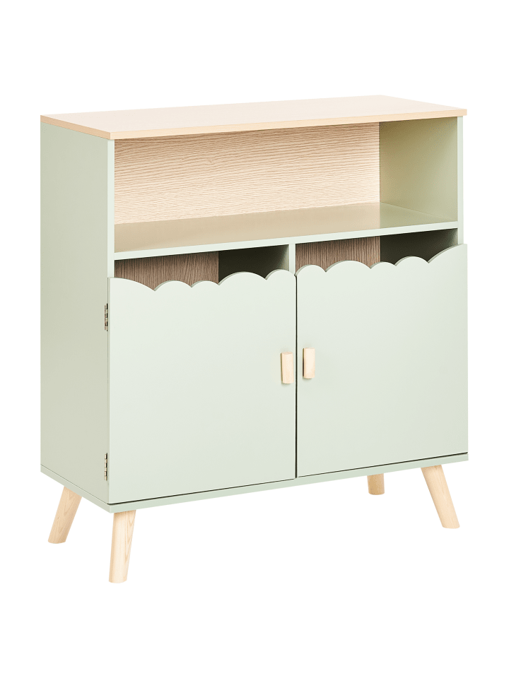 Beliani Sideboard LACKEY in Grün/Heller Holzfarbton - (W) 70 x (H) 74 x (L) 30 cm günstig kaufen onesize