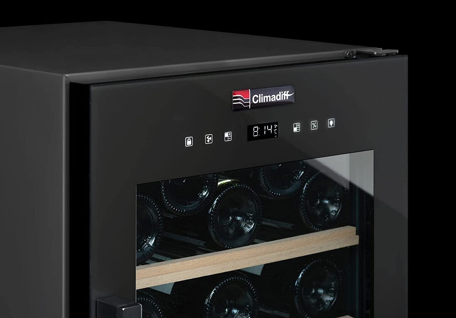 CLIMADIFF Weinkühlschrank CDB56B1, 2 Zonen, 56 Flaschen Wein, Flaschenkühlschrank Kühlschrank, für 56 Standardflaschen á 0,75l,Design Weinkühler, Getränkekühlschrank 85x50x54cm Weinschrank Wein