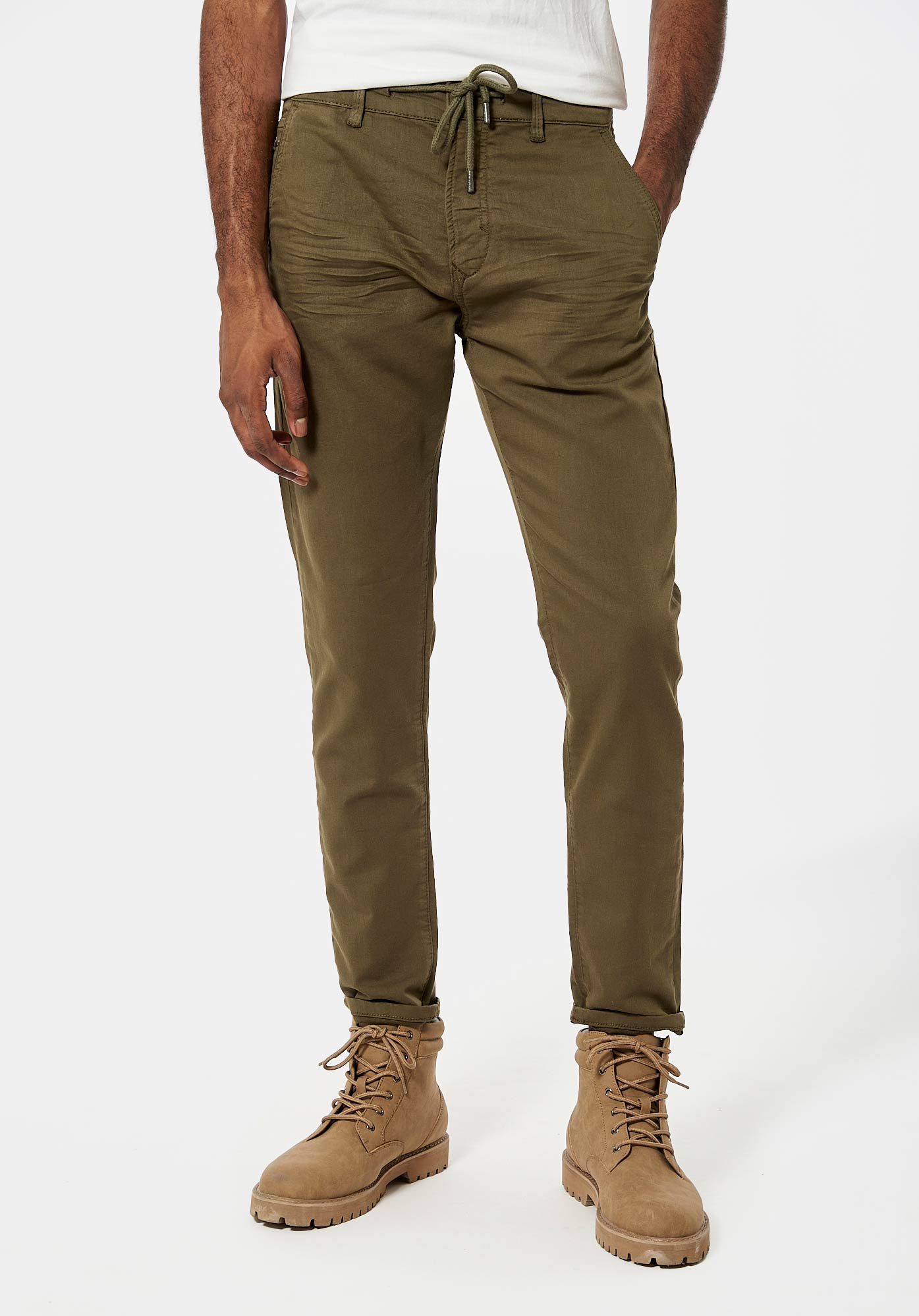 IRWIX  Pantalon kaki relaxed cropped Homme