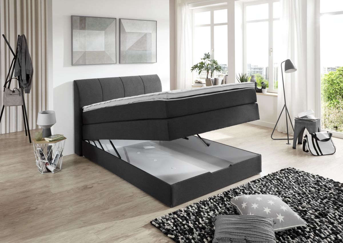 Sun Garden Boxspringbett Modesto mit Bettkasten Anthrazit 100 x 200 cm