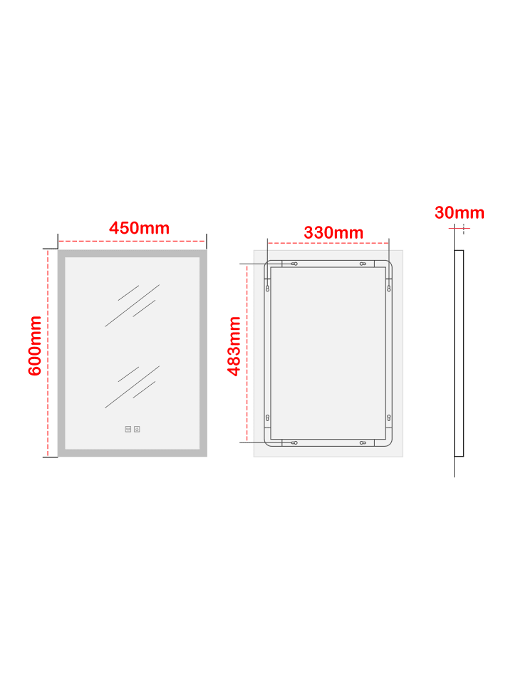 pro.tec LED-Badezimmerspiegel Scafa in Weiß (H)60cm (B)45cm günstig kaufen onesize
