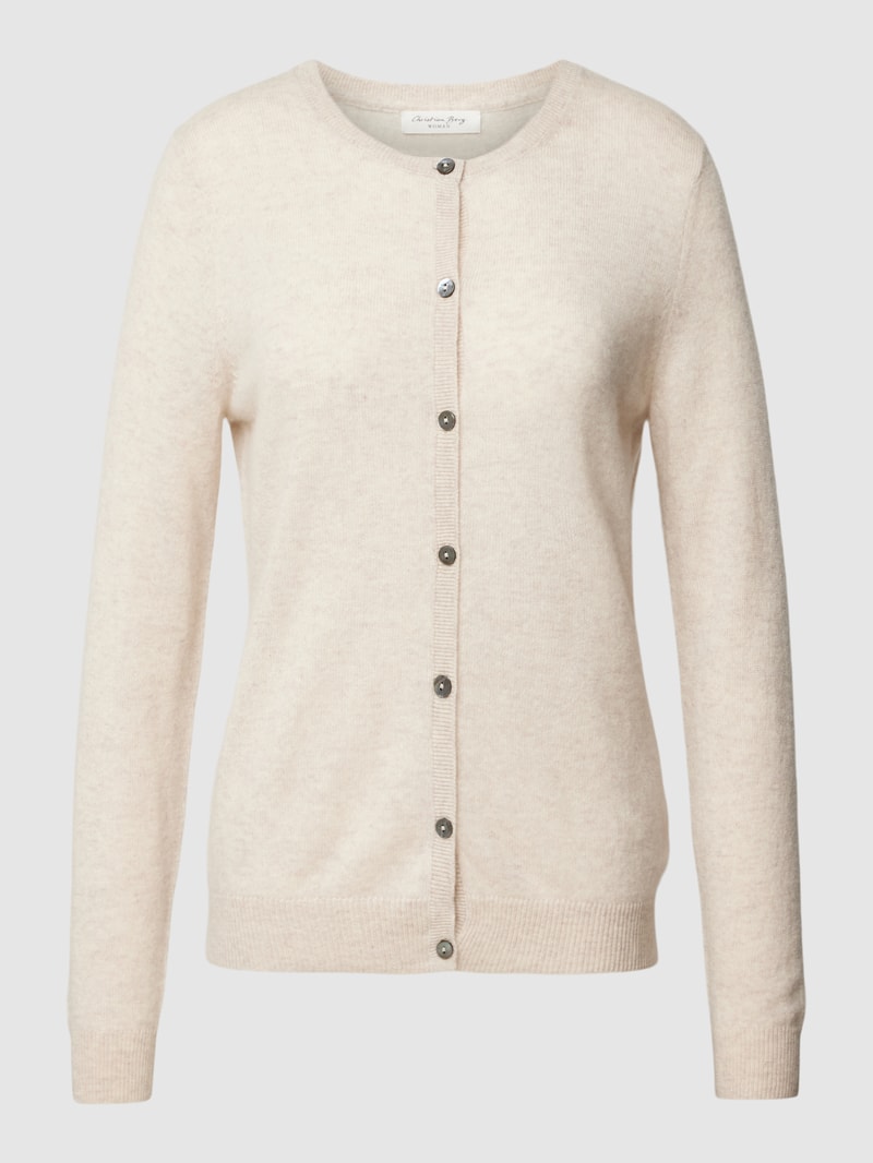 Strickjacke aus Kaschmir mit Knopfleiste in beige meliert