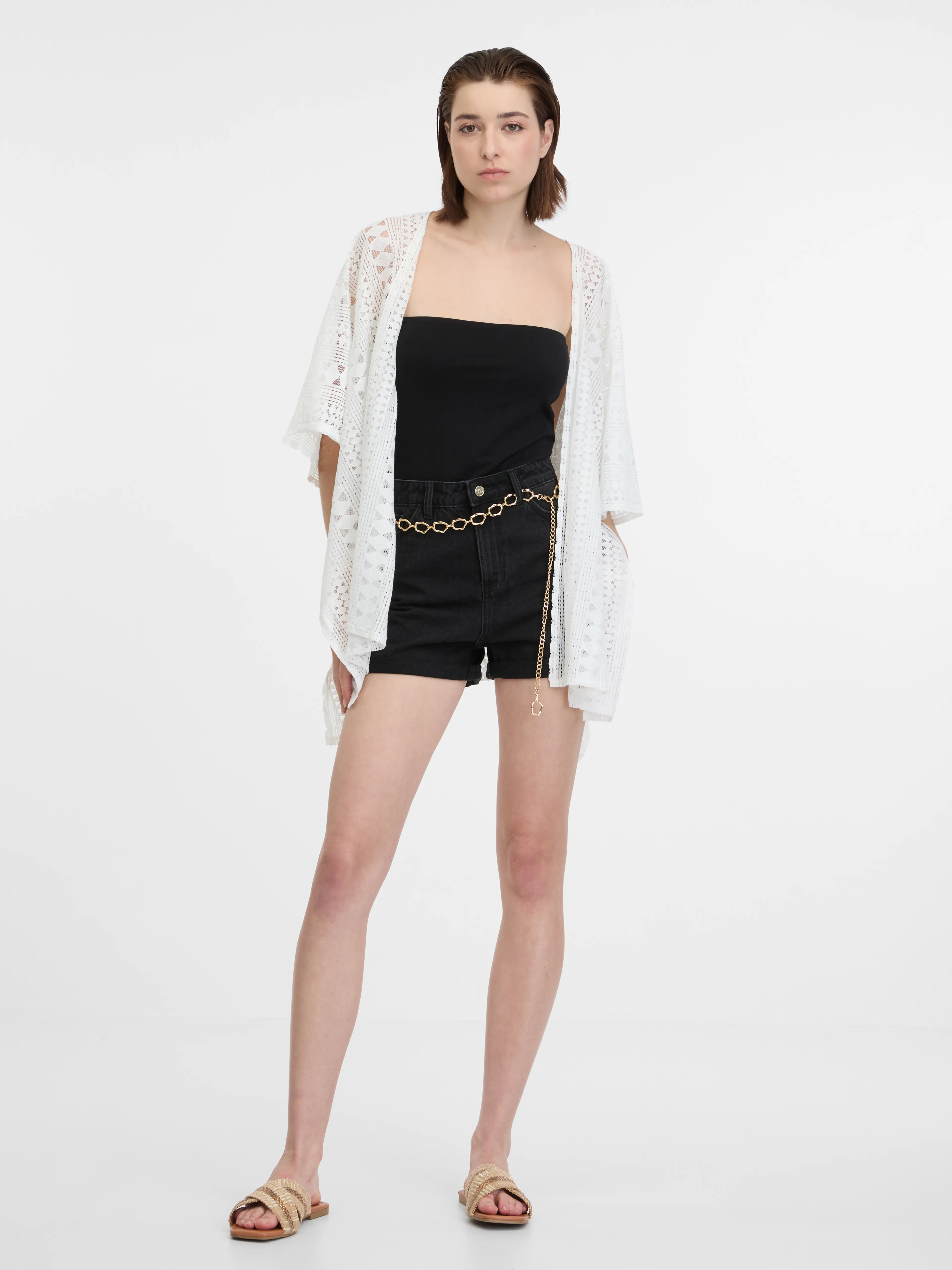 Weiße gemusterte Damen-Strickjacke ORSAY