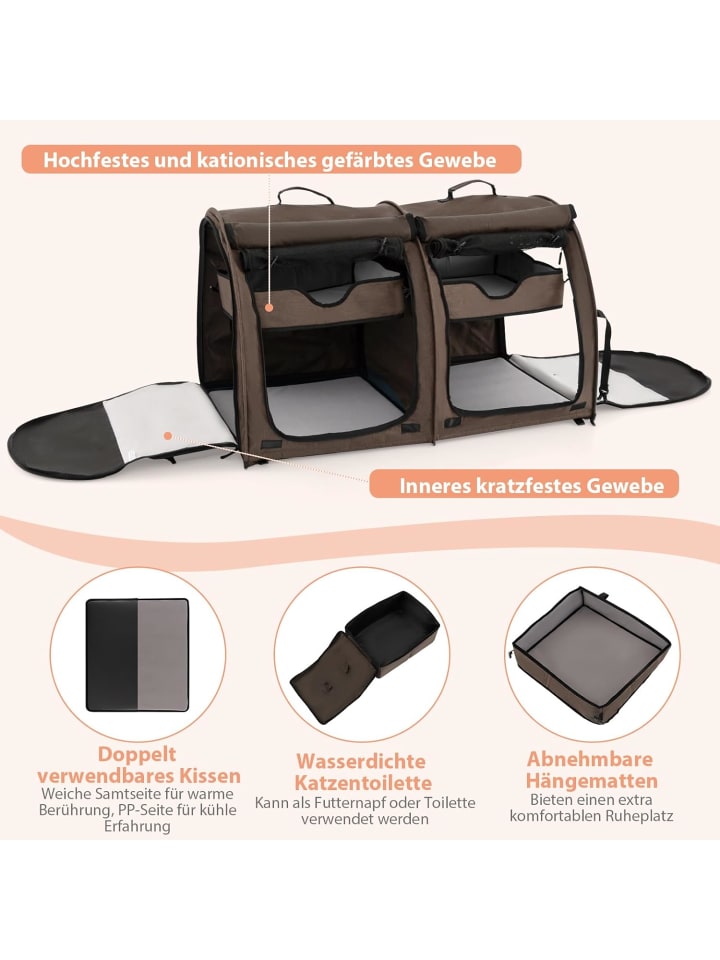 COSTWAY Hunde-Transportboxen in Braun günstig kaufen 100 cm