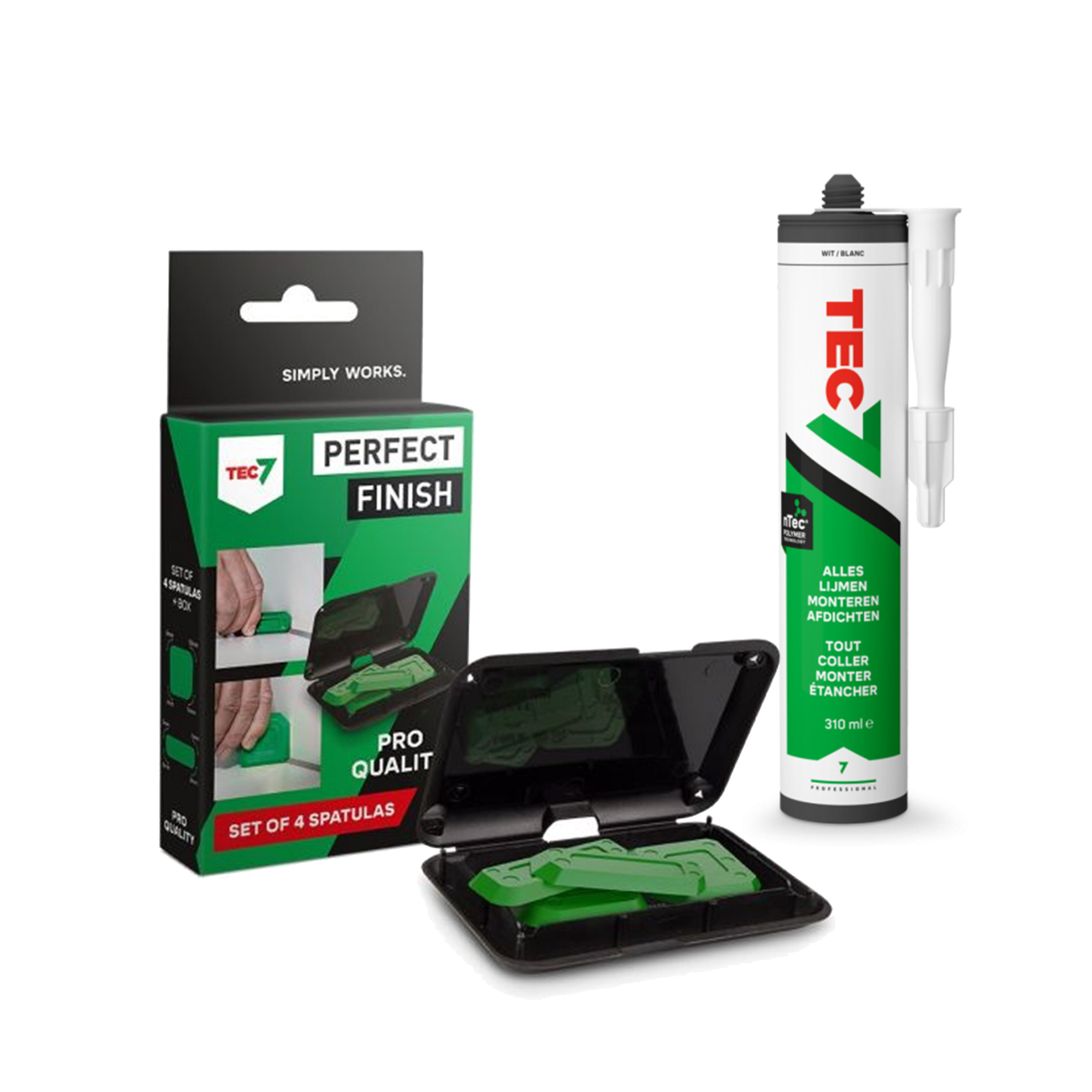 TEC7 535206-12 Asennustiivistepatruuna 310 ml Valkoinen 12 osaa + ilmainen Perfect Finish -tasoitussetti