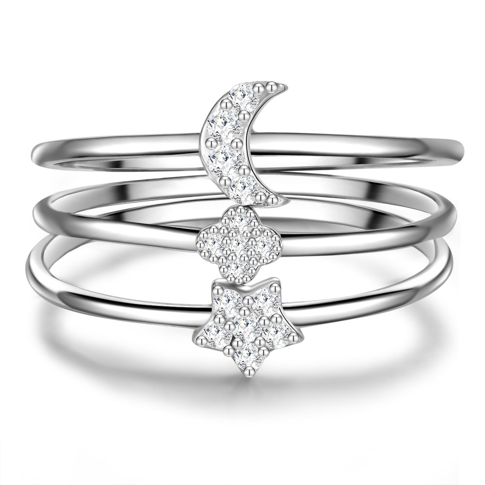 Glanzstücke München Bague en argent Étoile/lune/fleur Argent sterling Oxyde de zirconium (CZ) en Arge Bague