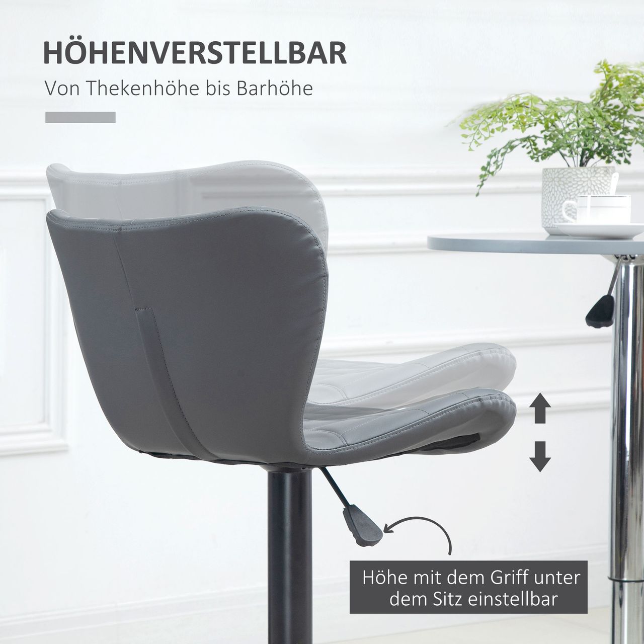 HOMCOM 2er-Set Barhocker Bistrohocker mit Rückenlehne 360° drehbar Kunstleder