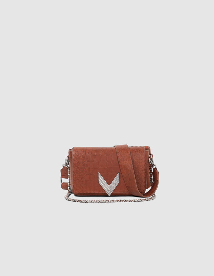 Le 111 WEST VILLAGE orange cuir embossé croco Femme