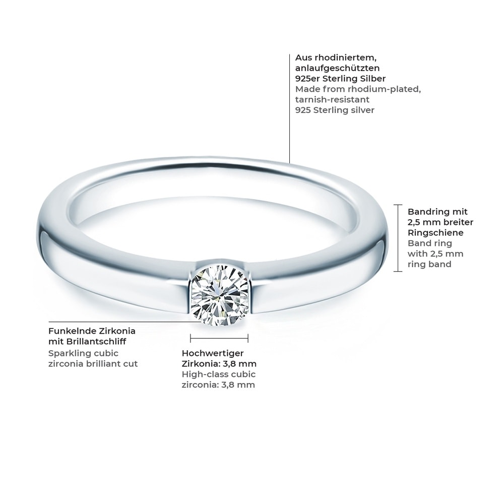 Trilani Bague en argent Argent sterling Oxyde de zirconium (CZ) en Argent Bague