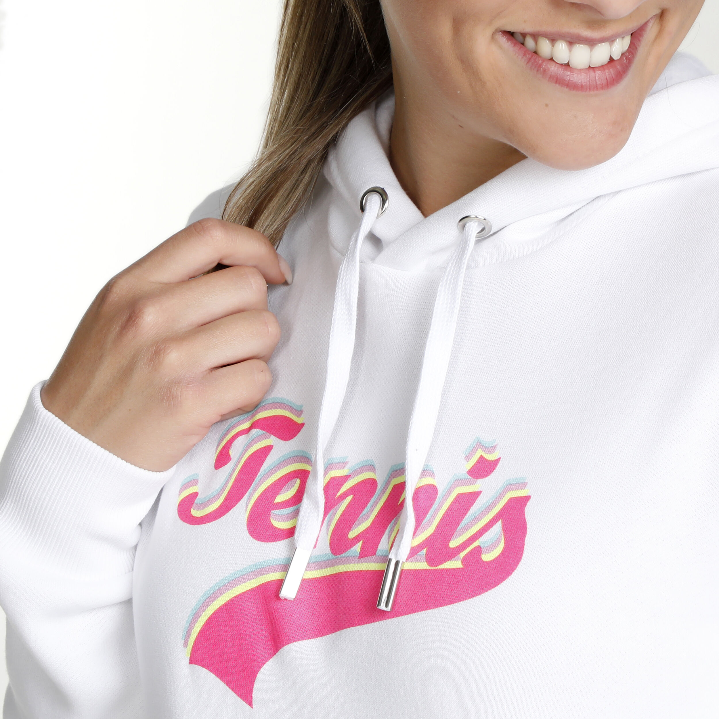 Tennis Signature Hoody Damen - Weiß, Mehrfarbig
