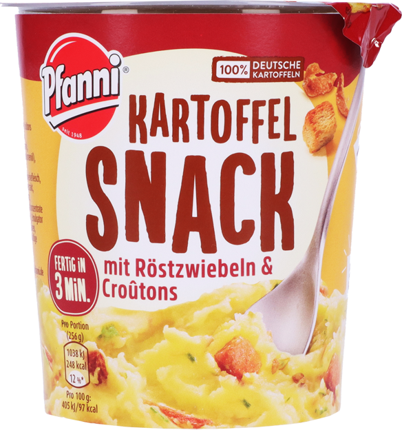 Pfanni Kartoffel Snack mit Röstzwiebeln & Croûtons