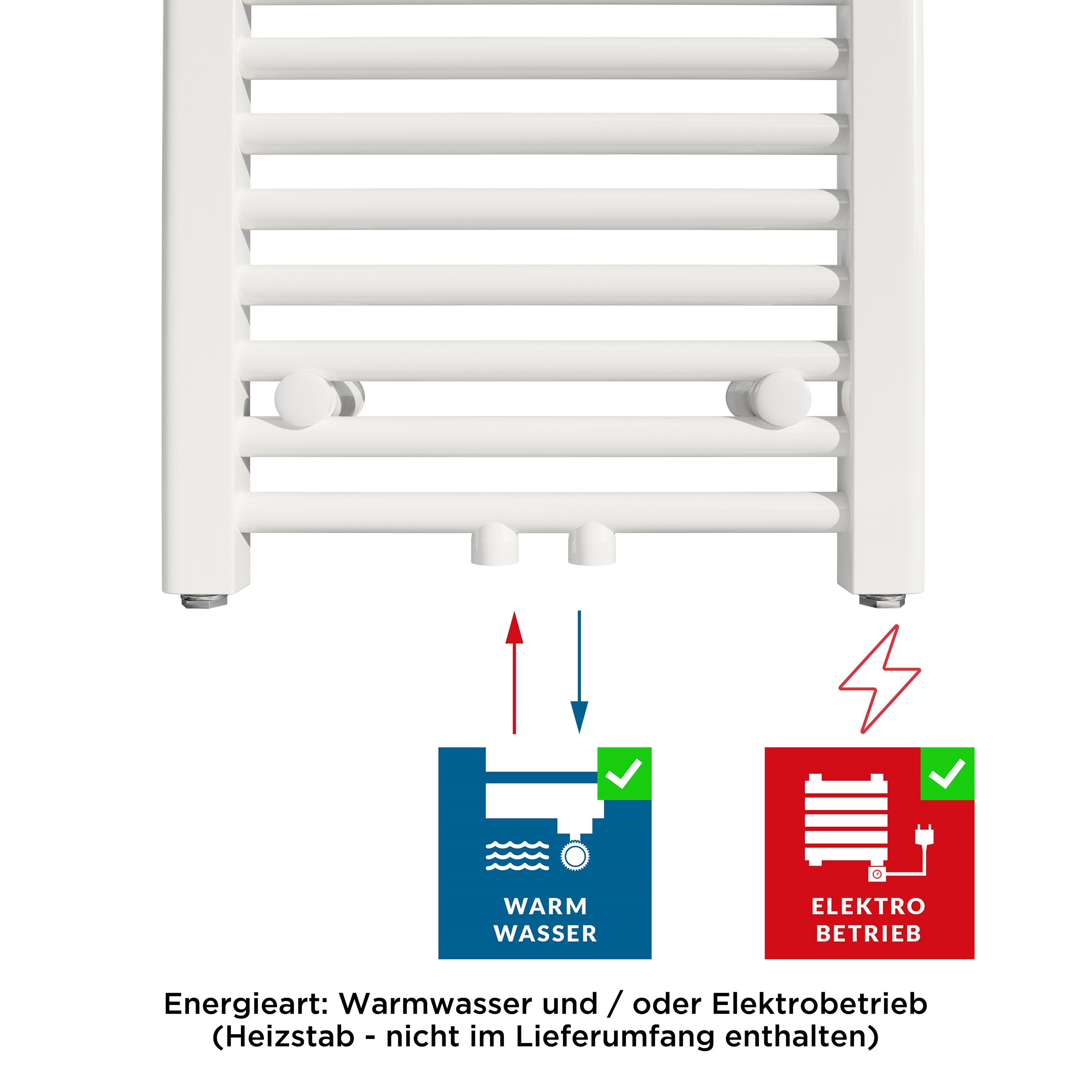 Aquabad® Badheizkörper VIRGO Handtuch Heizkörper Mittelanschluss 50mm, 50x100cm, 352W
