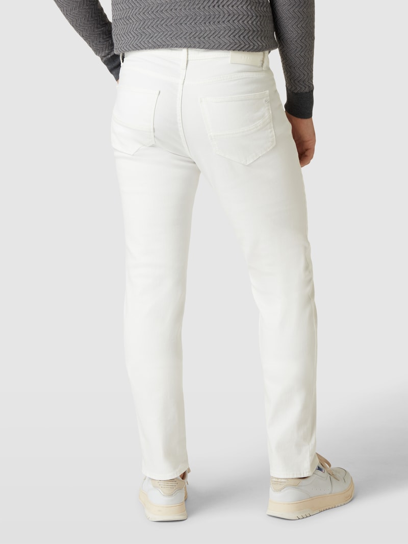 Straight Fit Jeans mit Label-Patch Modell 'Cadiz' in weiß