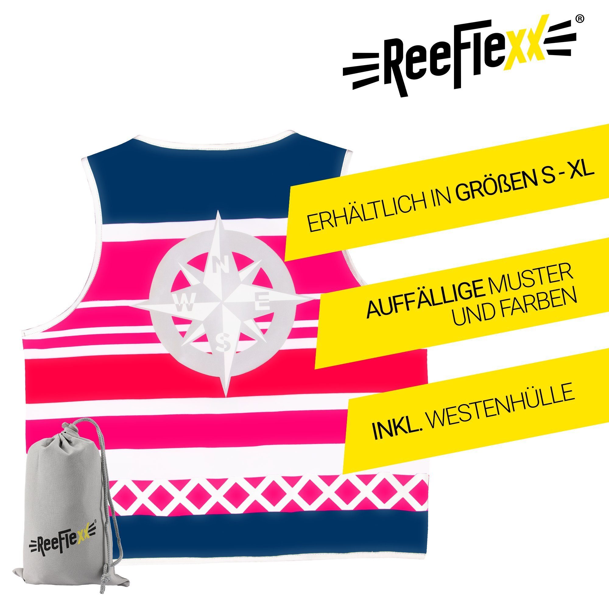 ReeFlexx Warnweste Pink Nautic Compass - Damenwarnweste