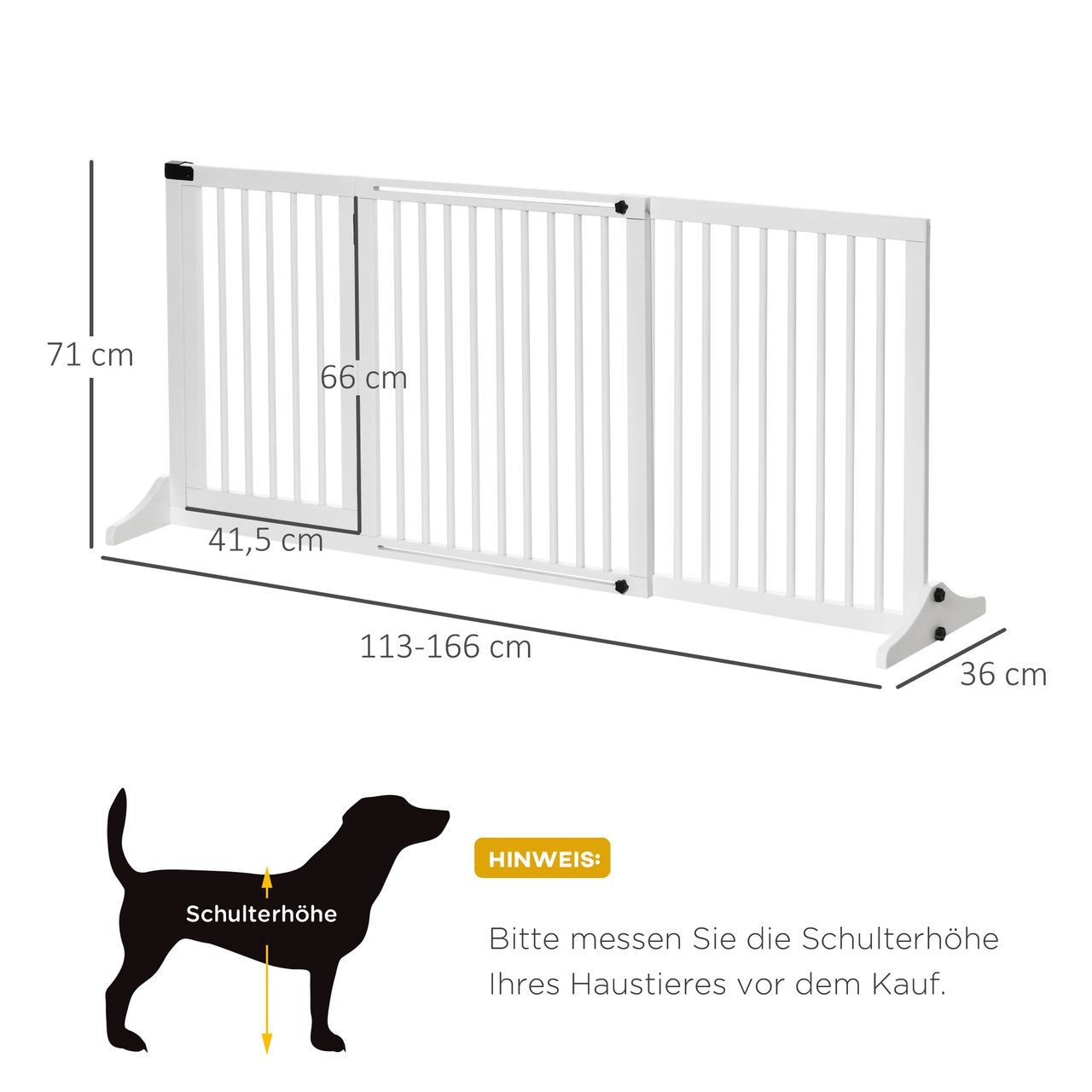 PawHut Absperrgitter Hunde Hundegitter Türschutzgitter Schutzgitter Holz Weiß