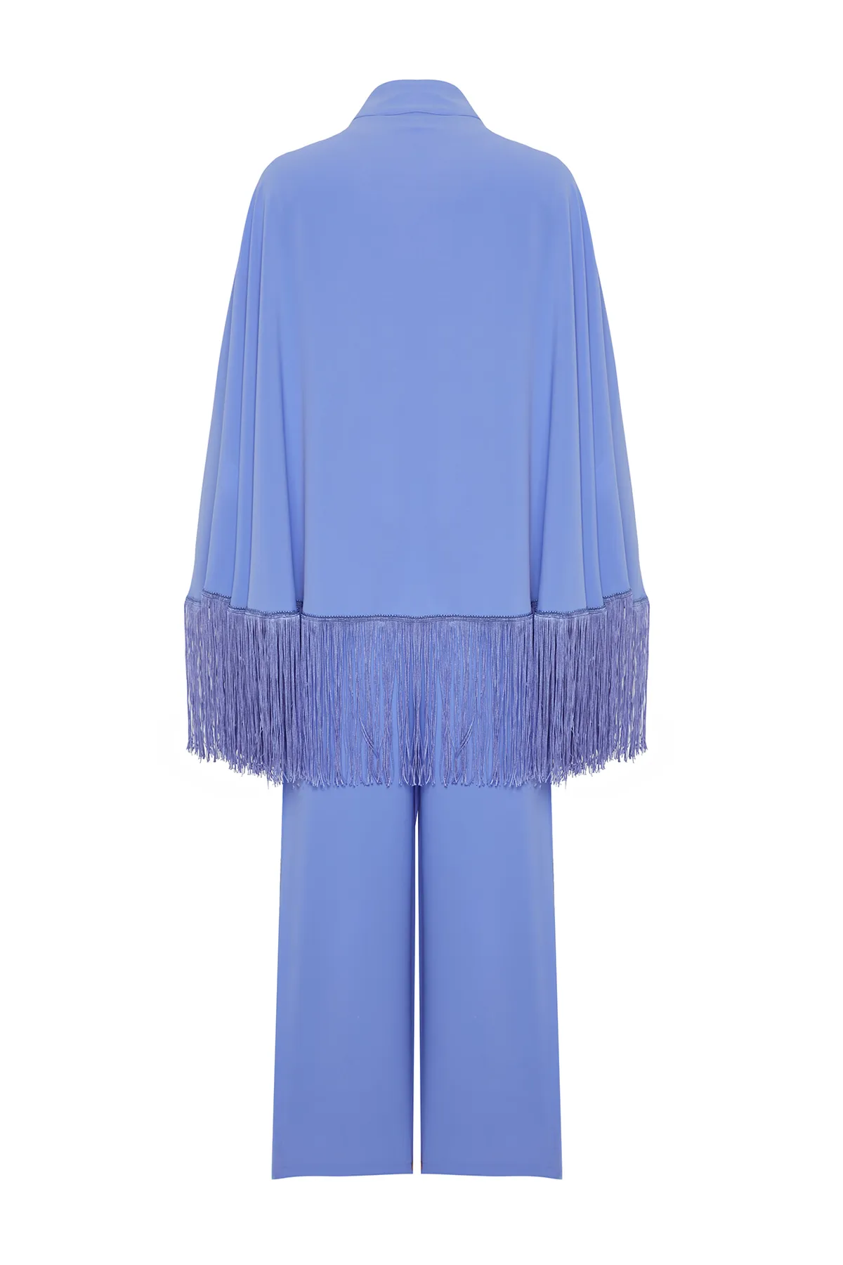 Trendyol Modest  Fliederfarbener Cape-Jumpsuit-Abendanzug mit Quasten TCTAW24DB00007