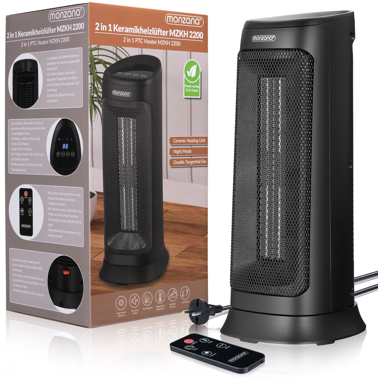 Casaria monzana® Keramikheizlüfter MZKH2200 schwarz