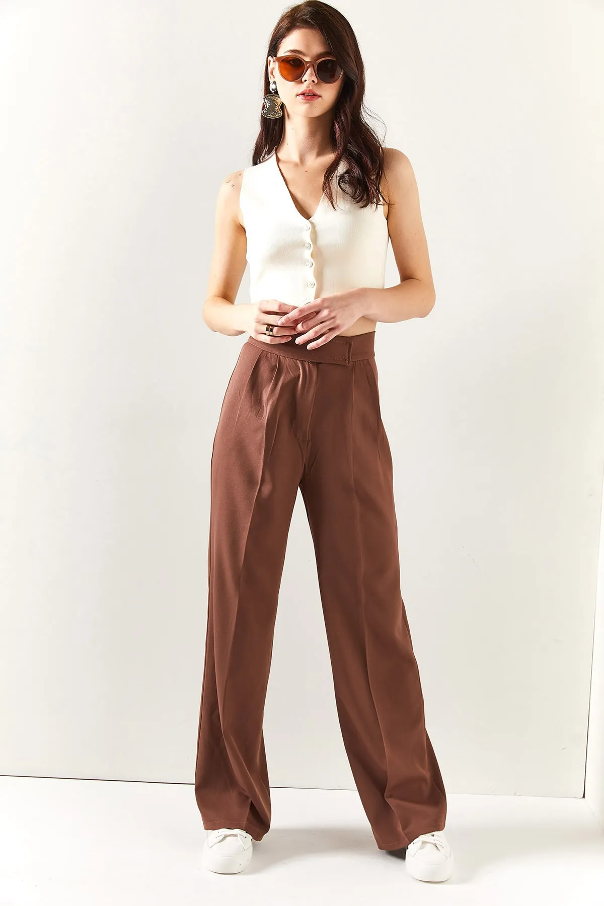 Olalook  Damen-Palazzo-Hose mit Erdbund und Klettverschluss, PNT-19000222