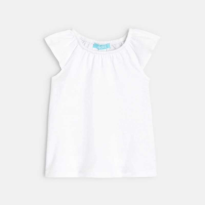 Salopette courte fleurie et blouse rouge bébé fille
