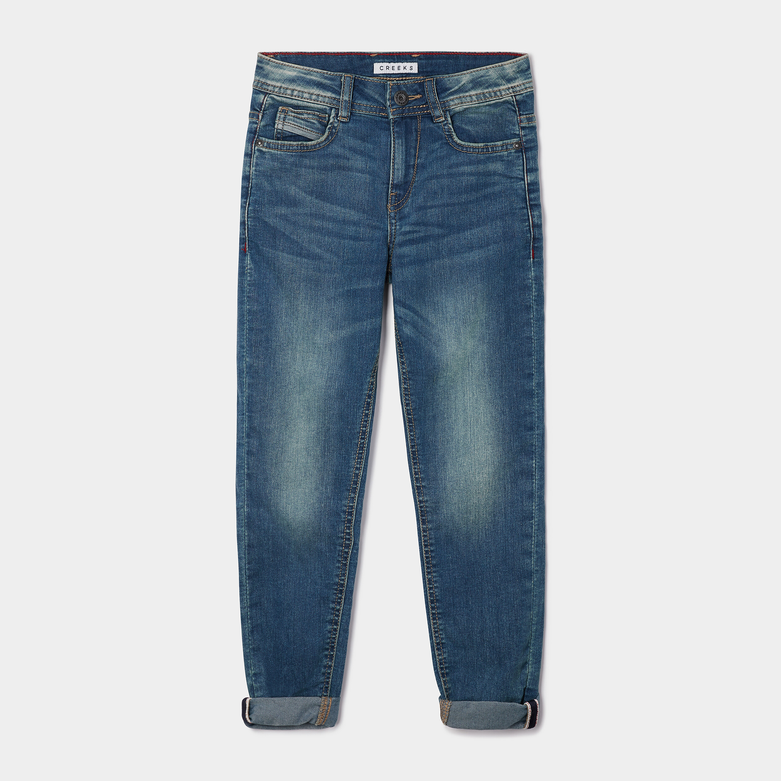 Jeans slim stretch Creeks denim double stone garçon | La Halle