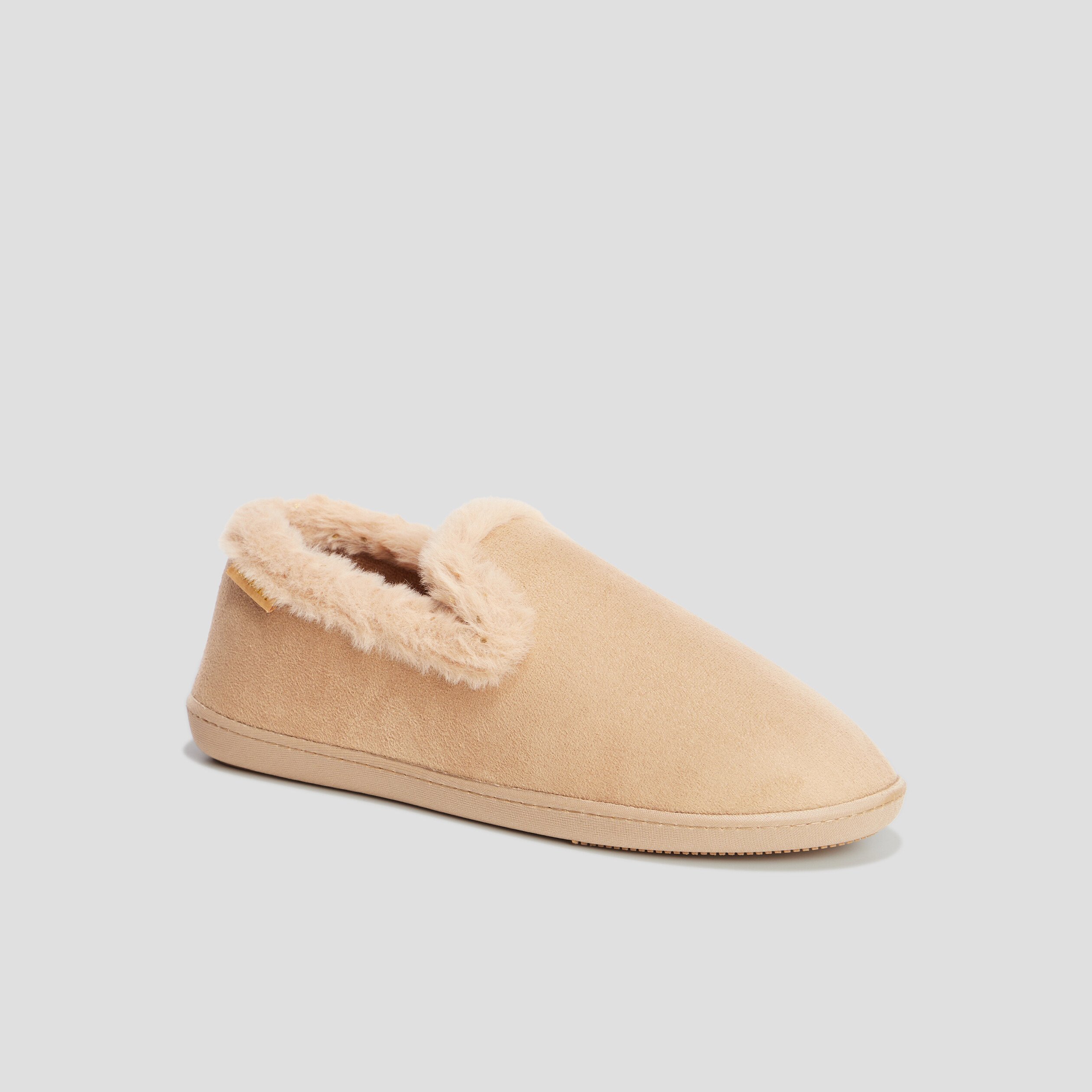 Chaussons charentaises fourrés Isotoner camel femme | La Halle