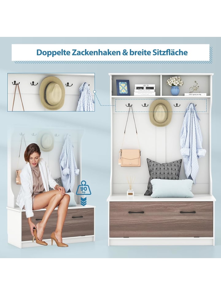 COSTWAY Garderobenständer 100x40x160cm in Weiß günstig kaufen onesize