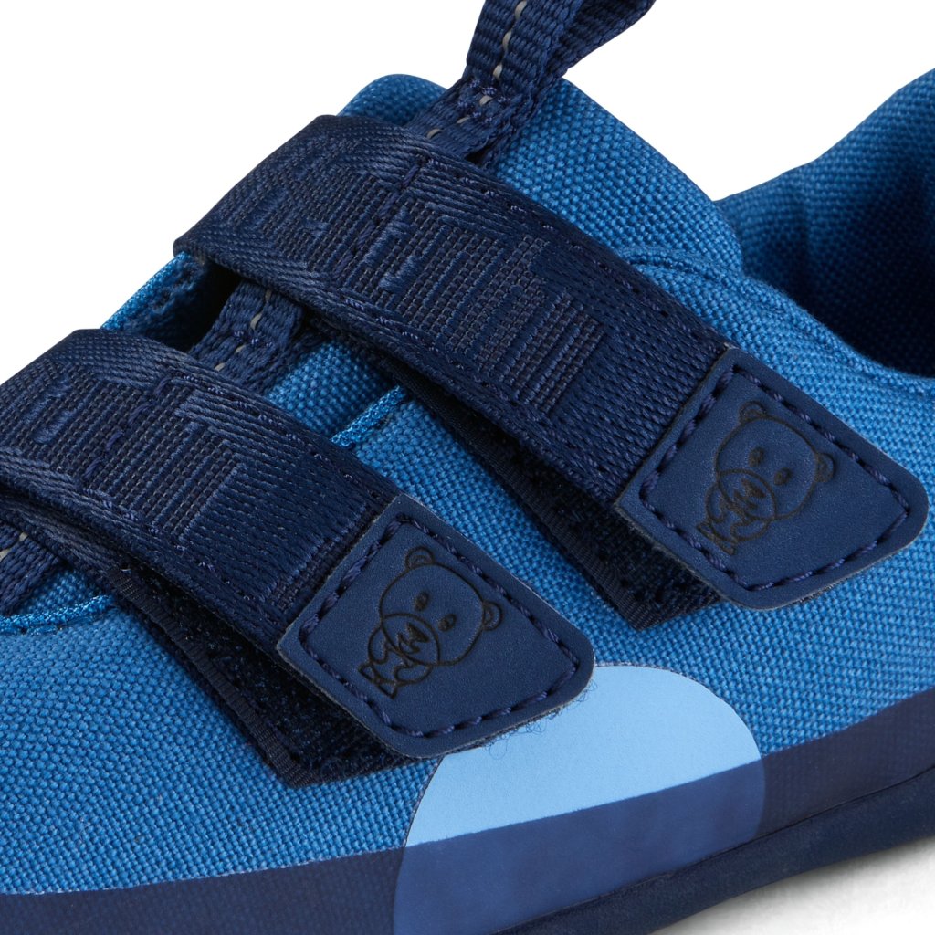 Affenzahn Barfußschuh Baumwolle Lucky Bär Blau Klett