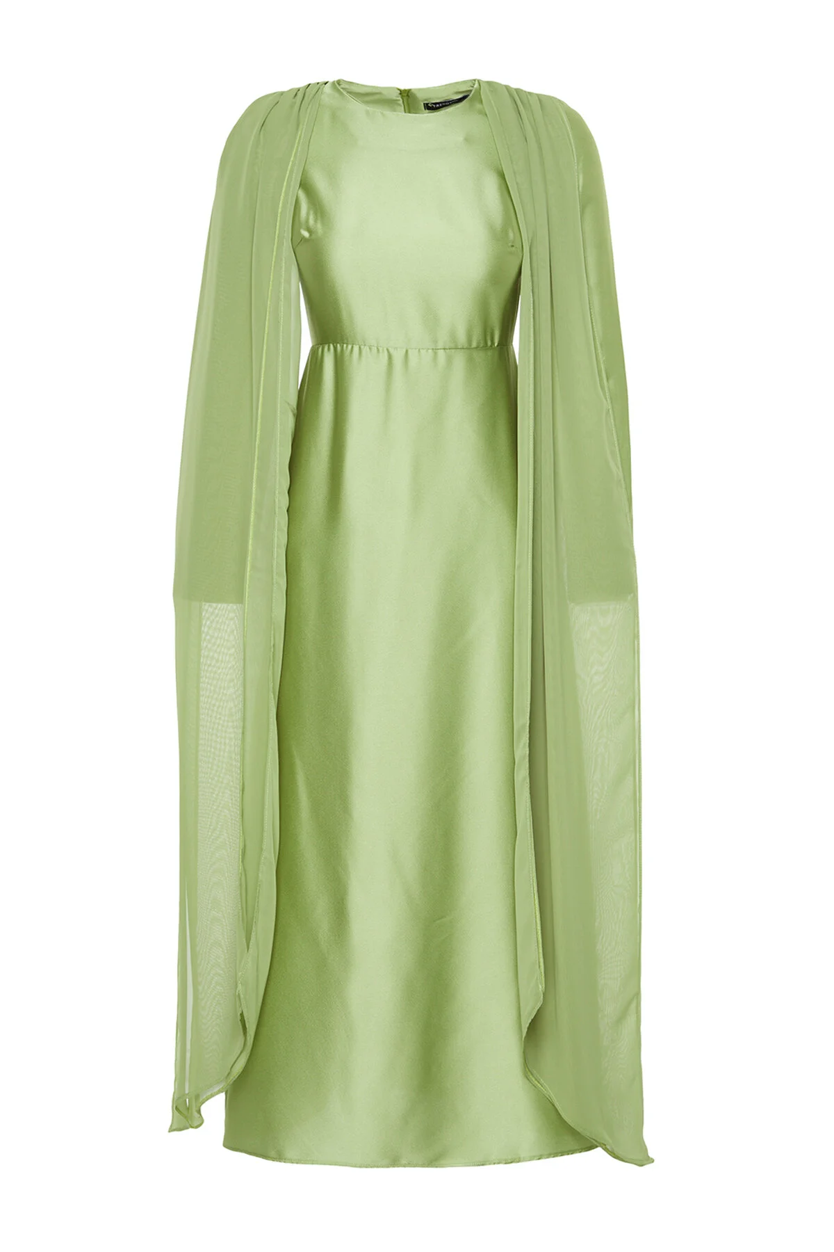 Trendyol Modest  Grünes Flight Flight Satin Abendkleid TCTAW24DB00008