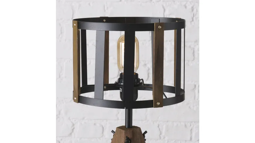 Boltze Tischleuchte Thajo Ø 59cm Hellbraun,Natur,Schwarz